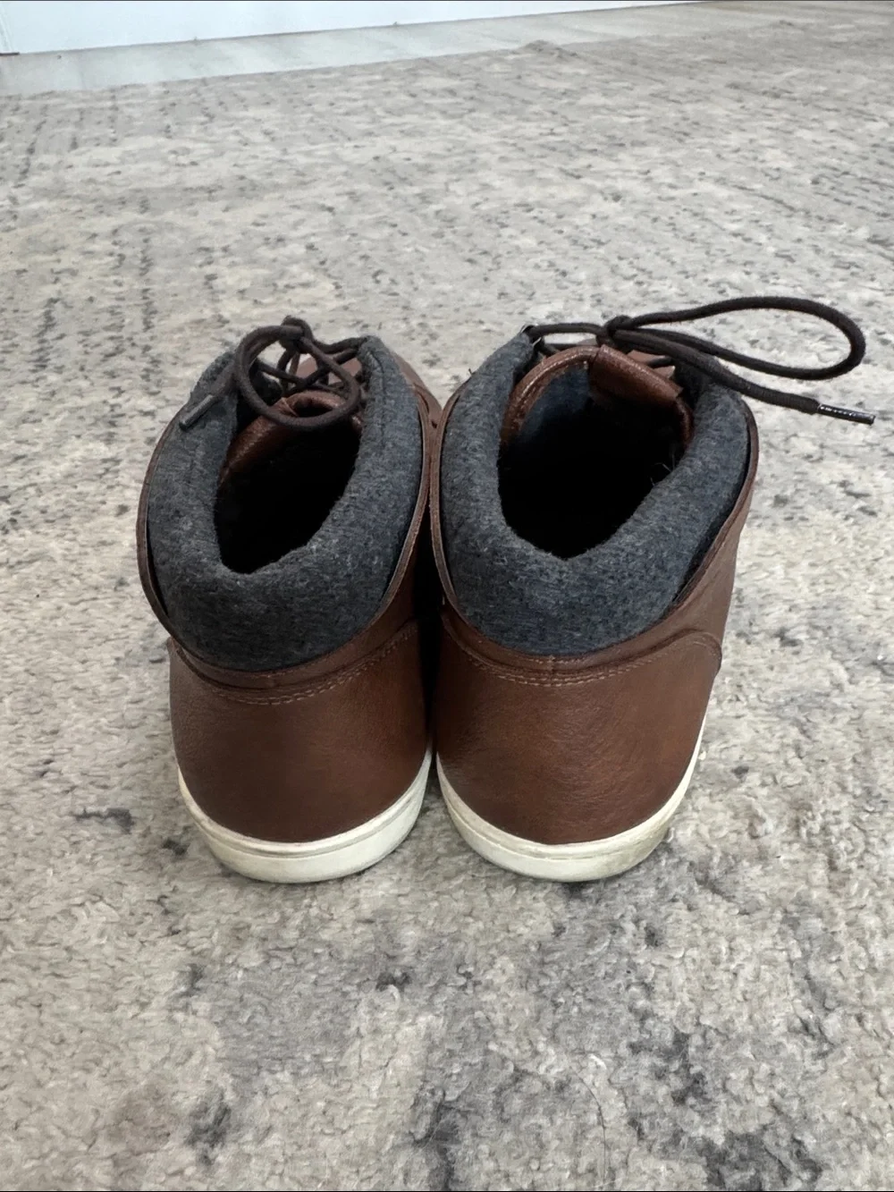 Aldo Brown Leather Chukka Boots with Gray Collar